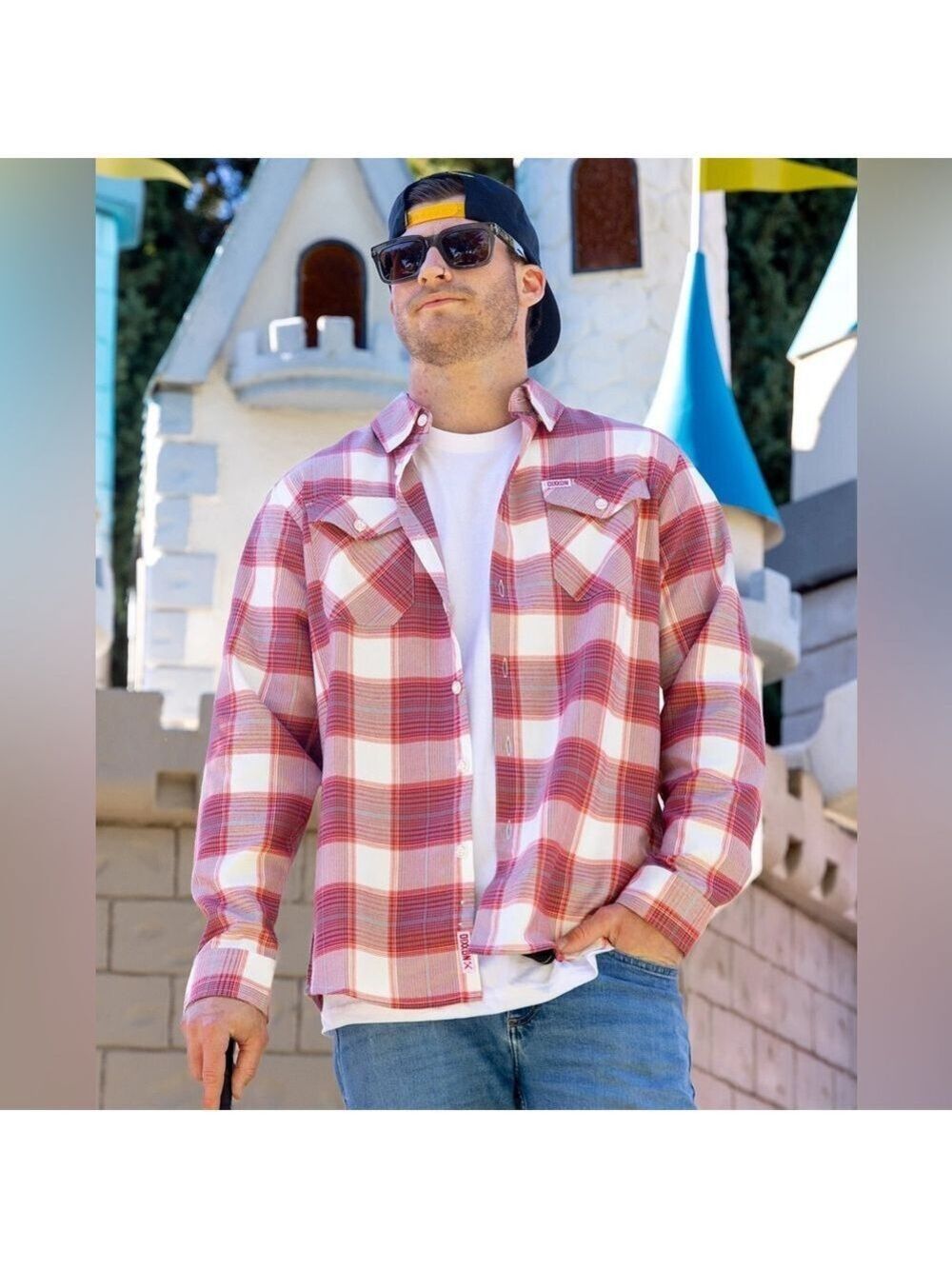 Dixxon Flannel Men's Large Red White Gray NWT